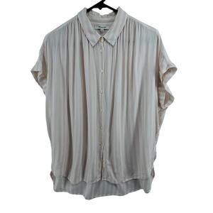 Madewell Size Medium Central Shirt in Stripe Blush Pink Button Front Blouse